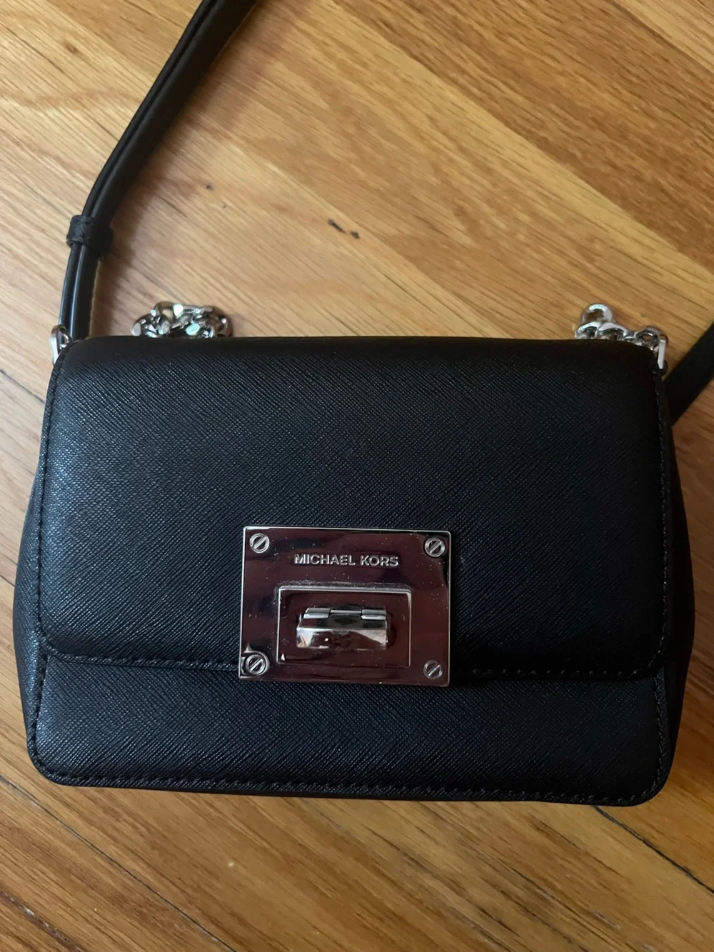 Michael Kors Black and Light Pink Leather Crossbody Duo BUNDLE